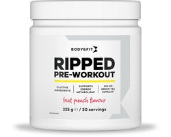 Body & Fit Ripped Pre Workout - Fruit Punch Pre-Workout Poeder - 30 Doseringen (225 Gram)