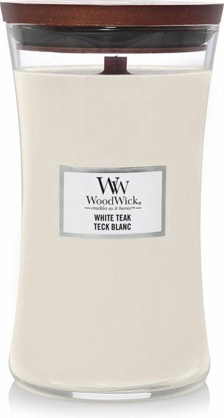 Woodwick Hourglass Large Geurkaars -White Teak