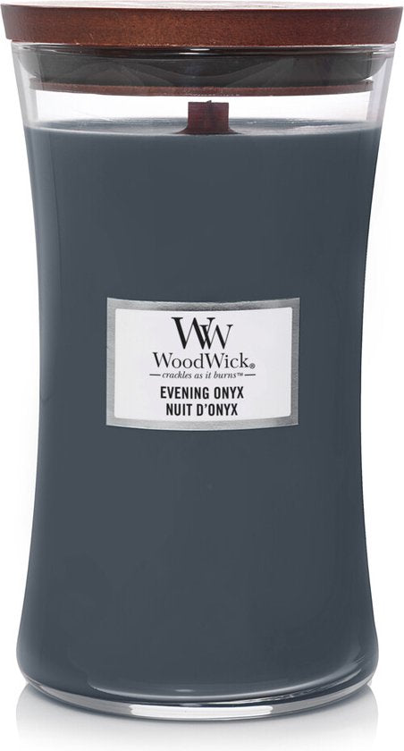 Woodwick Hourglass Large Geurkaars - Evening Onyx - 130 Branduren