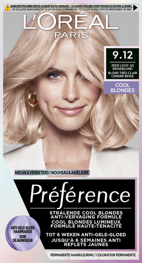 L'Oreal Paris Preference Cool Blondes Zeer Licht Parelmoer Asblond 9.12 - Permanente Haarkleuring