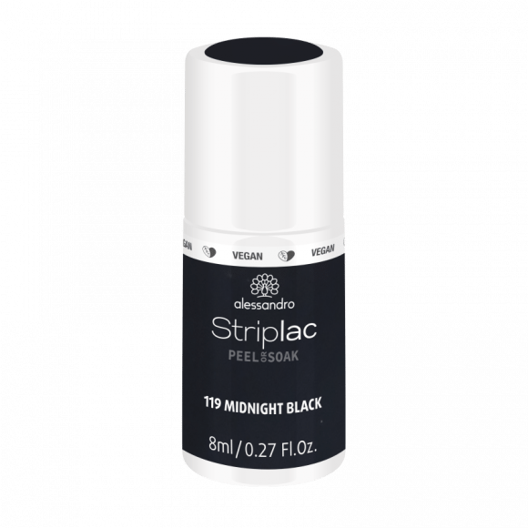 Alessandro Striplac Peel or Soak 8ml Nagellak Midnight Black 119