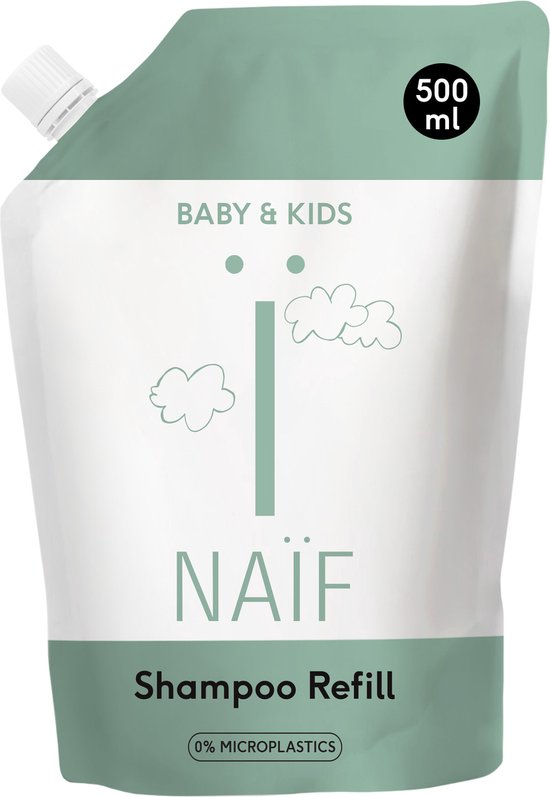 Naïf Shampoo Navulverpakking-Natuurlijke IngrediÃ«nten-Reinigend-Zacht voor Hoofdhuid-Baby & Kind- 500ml