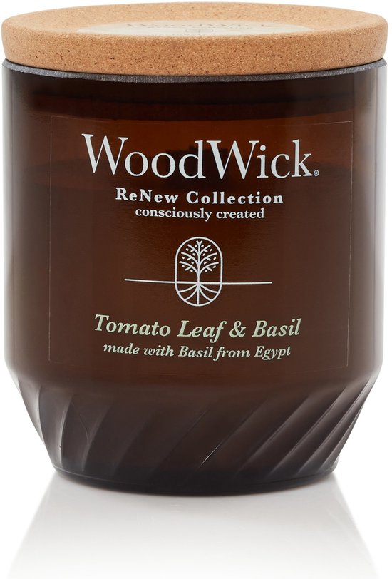 Woodwick Renew Large Geurkaars - Tomato Leaf & Basil - 75 Branduren