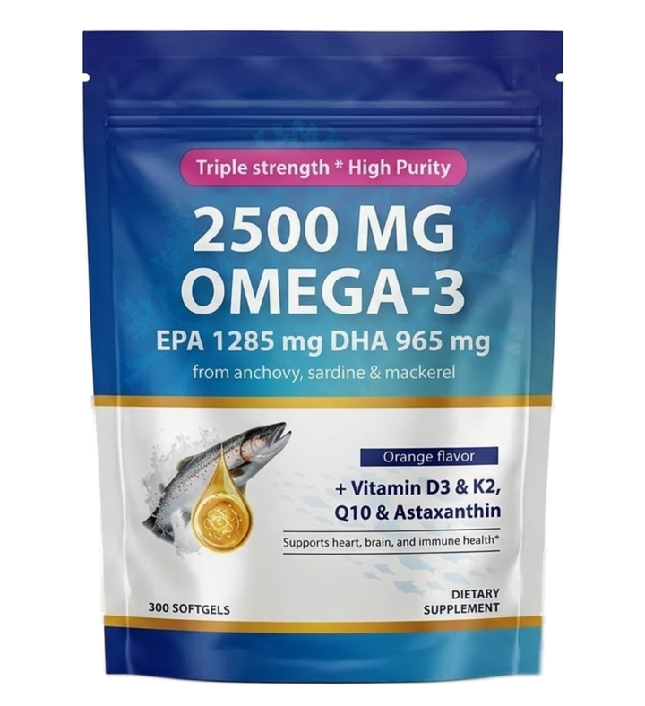 Visolie capsules - Omega-3 2500 mg met Vitamine D3 & K2, Q10 en Astaxanthin - 300 capsules