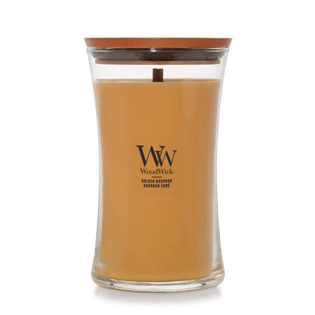 Woodwick Hourglass Large Geurkaars - Golden Bourbon - 130 Branduren
